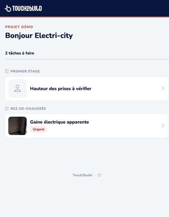Page des tâches d’une entreprise sur téléphone : ses tâches à faire, classées par plan